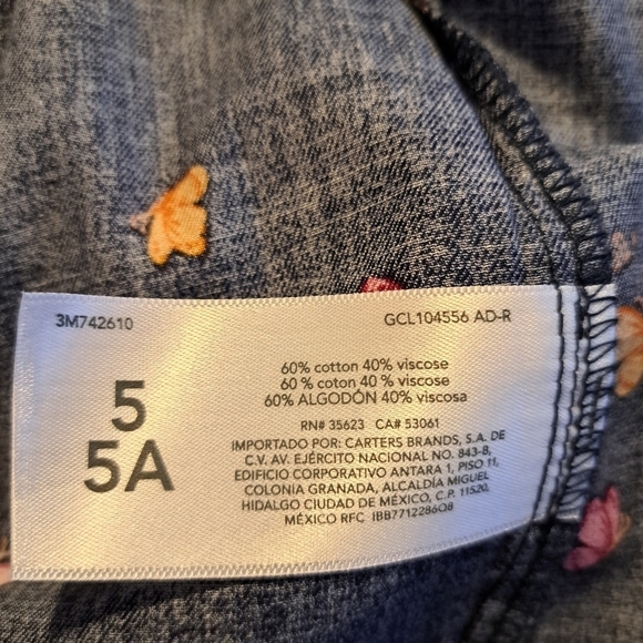 Carter's girls size 5 navy dress with butterfly design, New - Picture 5 of 6